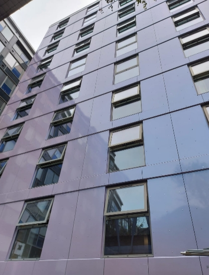 Aluminian windows in community housing, Yorkshire