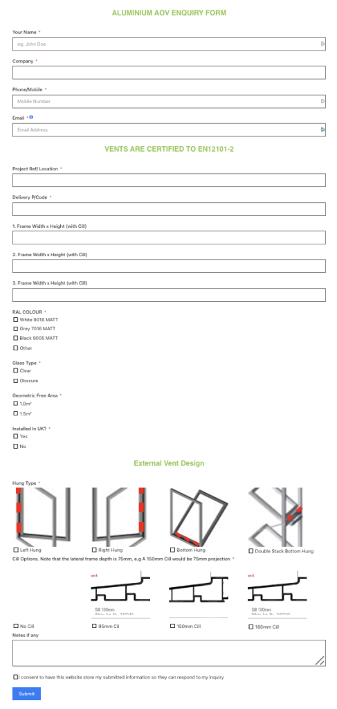 PEA's New Form AOV Enquiry