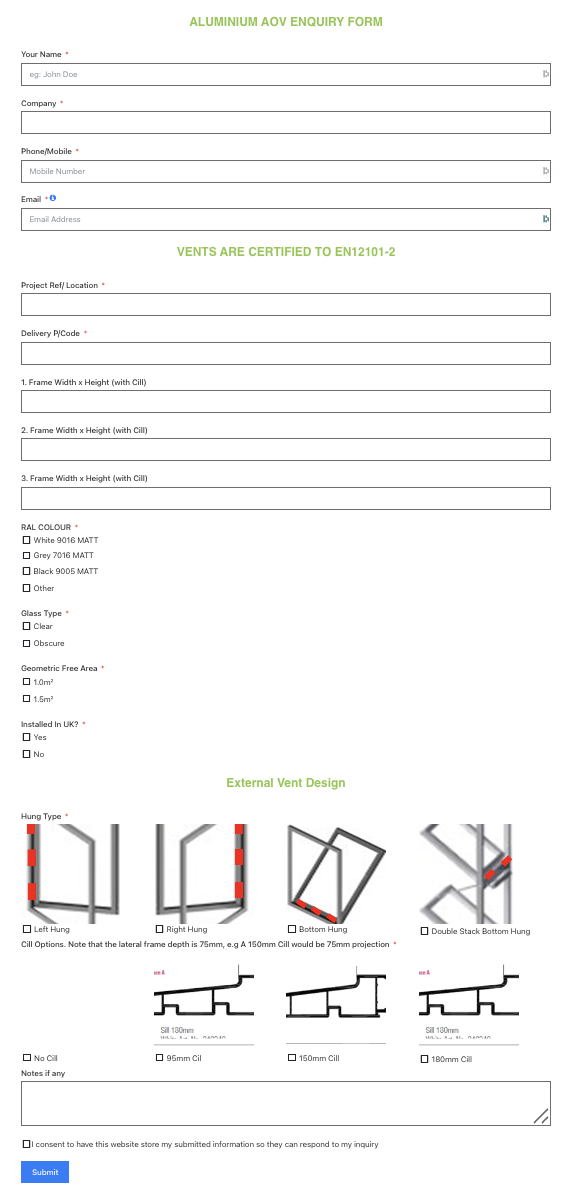 PEA's New Form AOV Enquiry